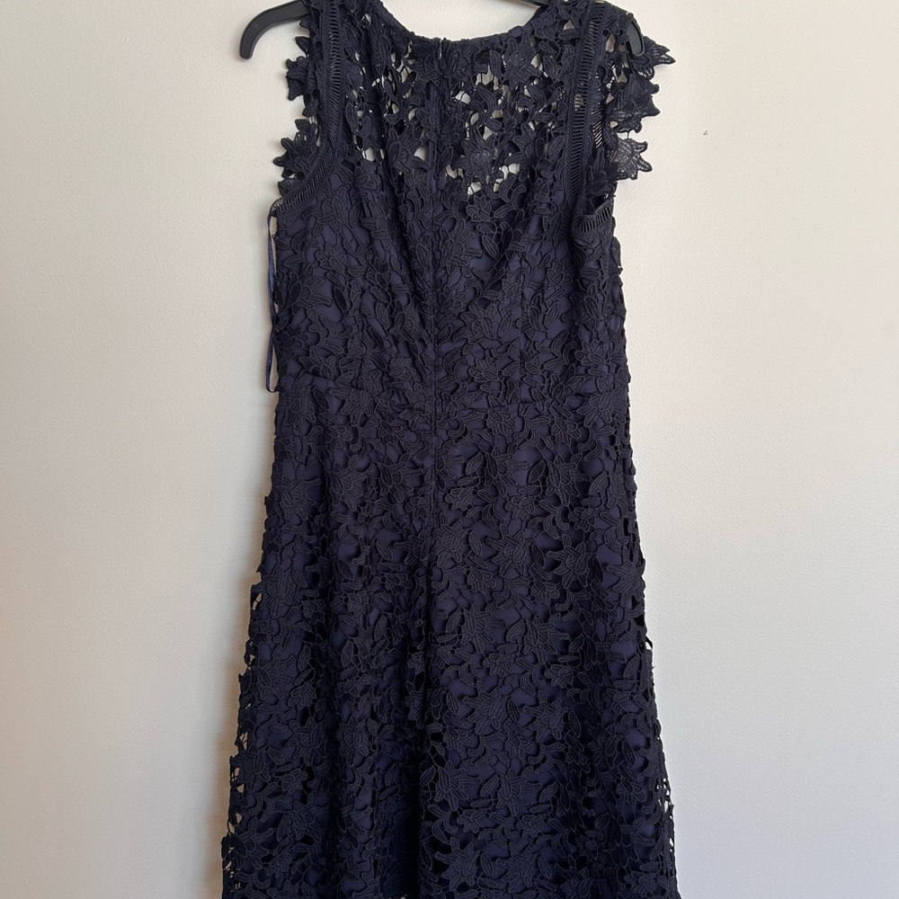 Eliza J Navy Asymmetrical Lace Dress - Picture 3 of 6